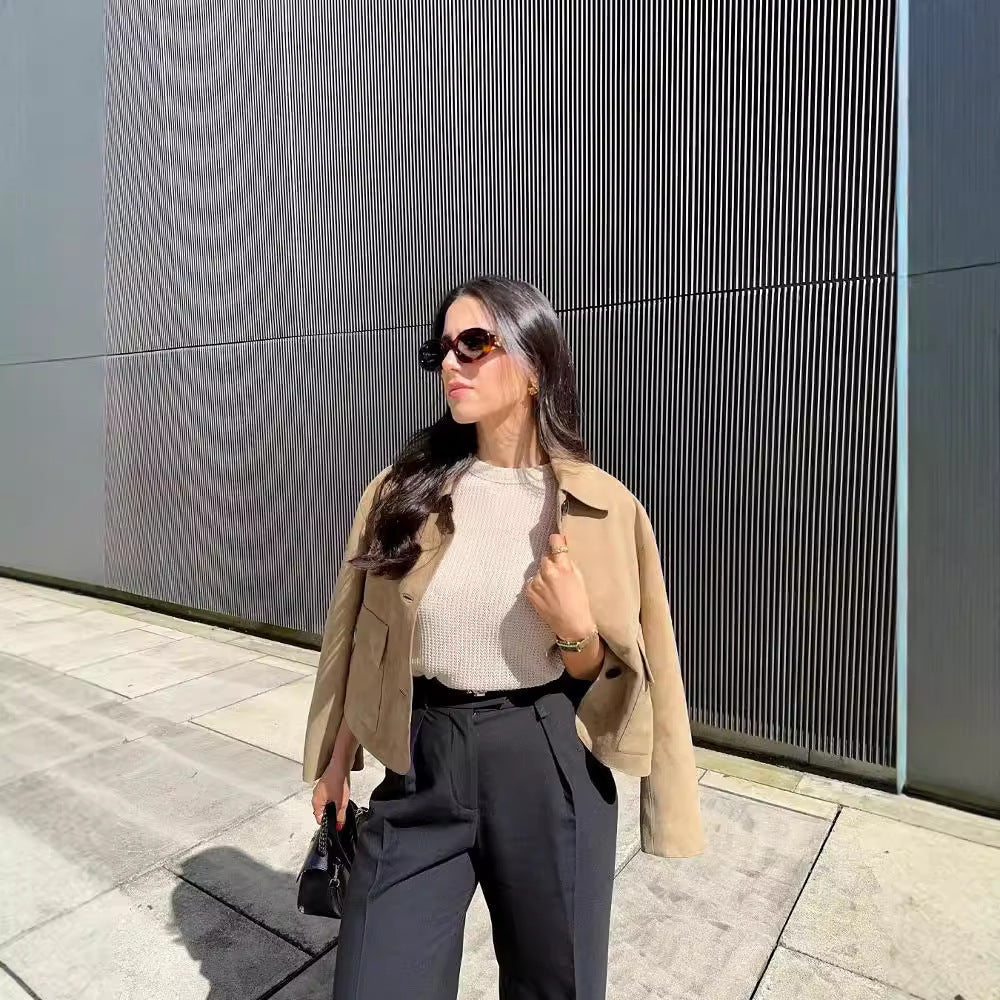 Winter jacket with a suede effect in a fitted cut