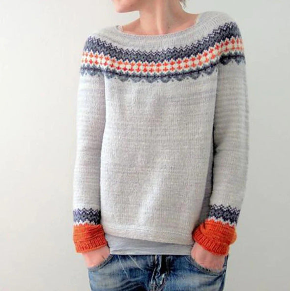 Elina – Wool Winter Sweater with Ethnic Patterns