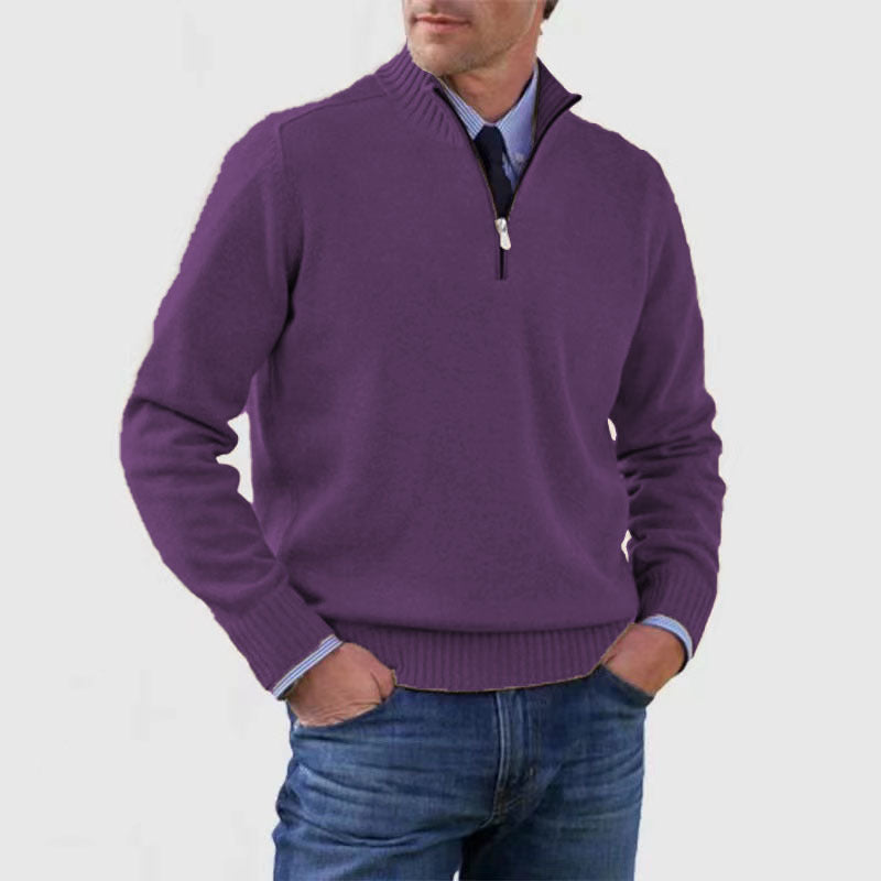 Oliver - Cotton sweater Cotton, polyester with a zipper under the neck elegant casual