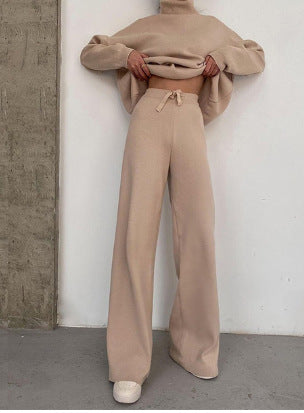 Sienna - Damski komplet dzianinowy z golfem elegancki casualowy
