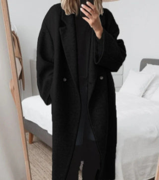 Long oversized coat in caramel shade