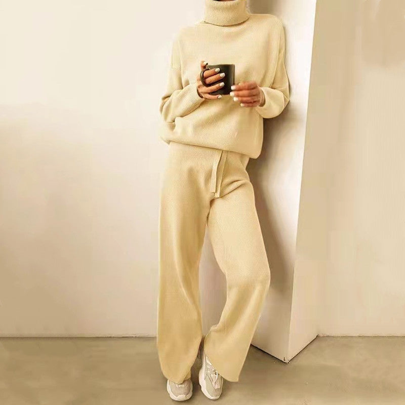 Sienna - Damski komplet dzianinowy z golfem elegancki casualowy