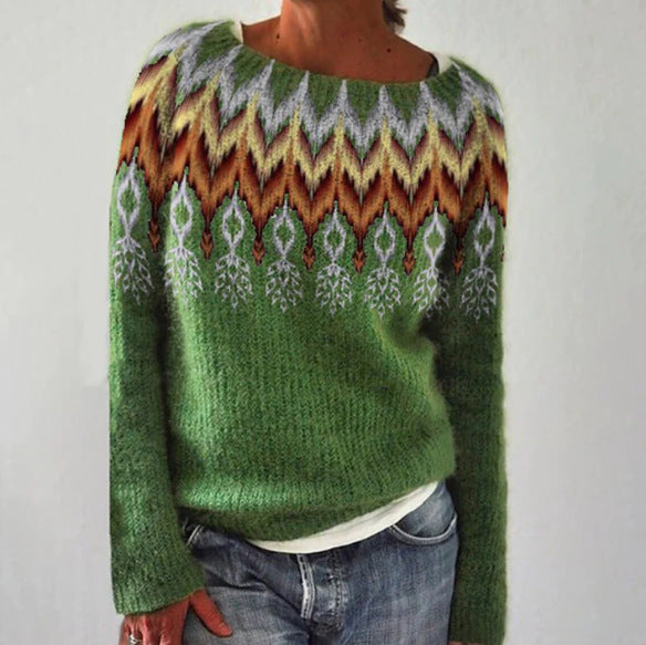 Elina – Wool Winter Sweater with Ethnic Patterns