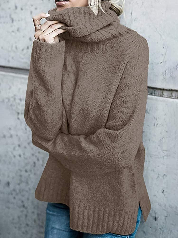 Winter sweater with turtleneck made of soft knitwear