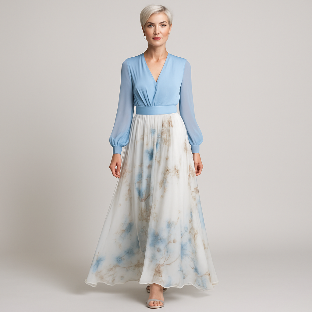 Elegant dress with long sleeves and flared bottom