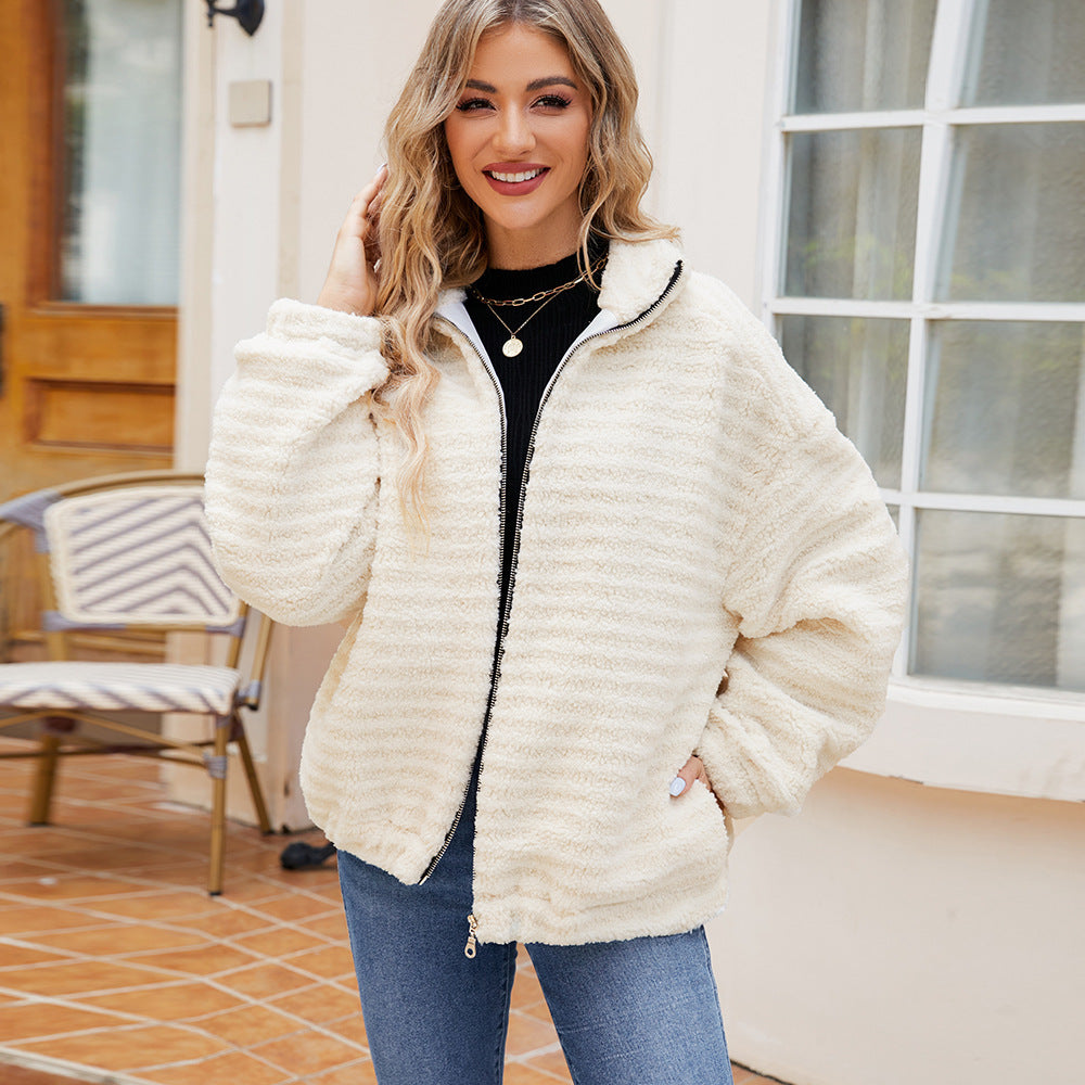 Damska bluza z dzianiny fleece z wysokim kołnierzem i suwakiem Eloura-Moda