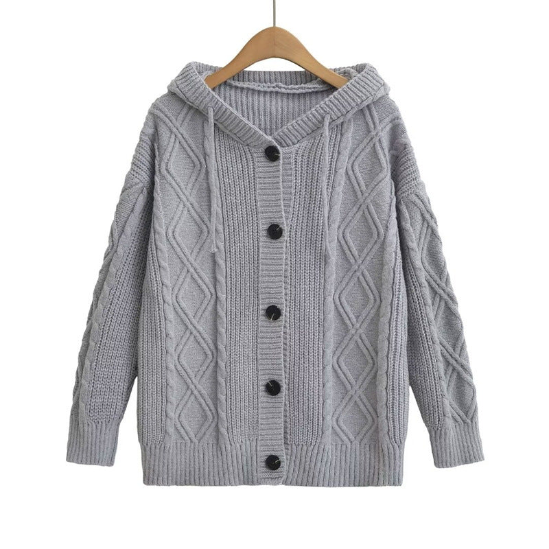 Damska bluza z kapturem i modnym wzorem w warkocze Eloura-Moda