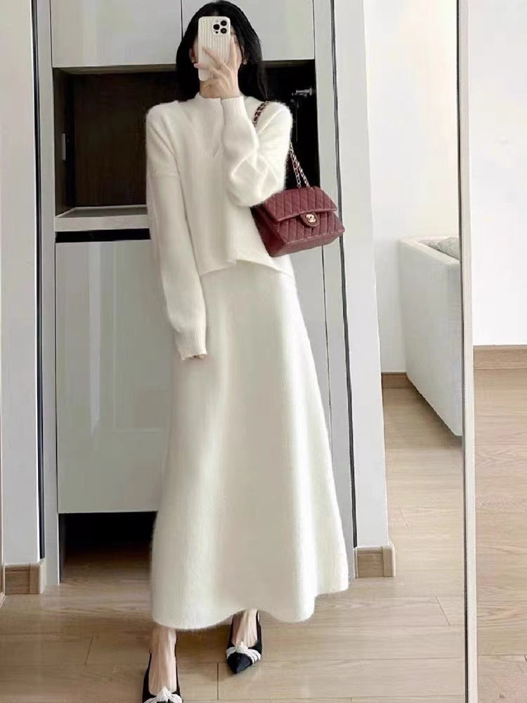 Sukienka dzianinowa dla kobiet z luźnym, oversized górnym krojem i elegancką spódnicą Eloura-Moda