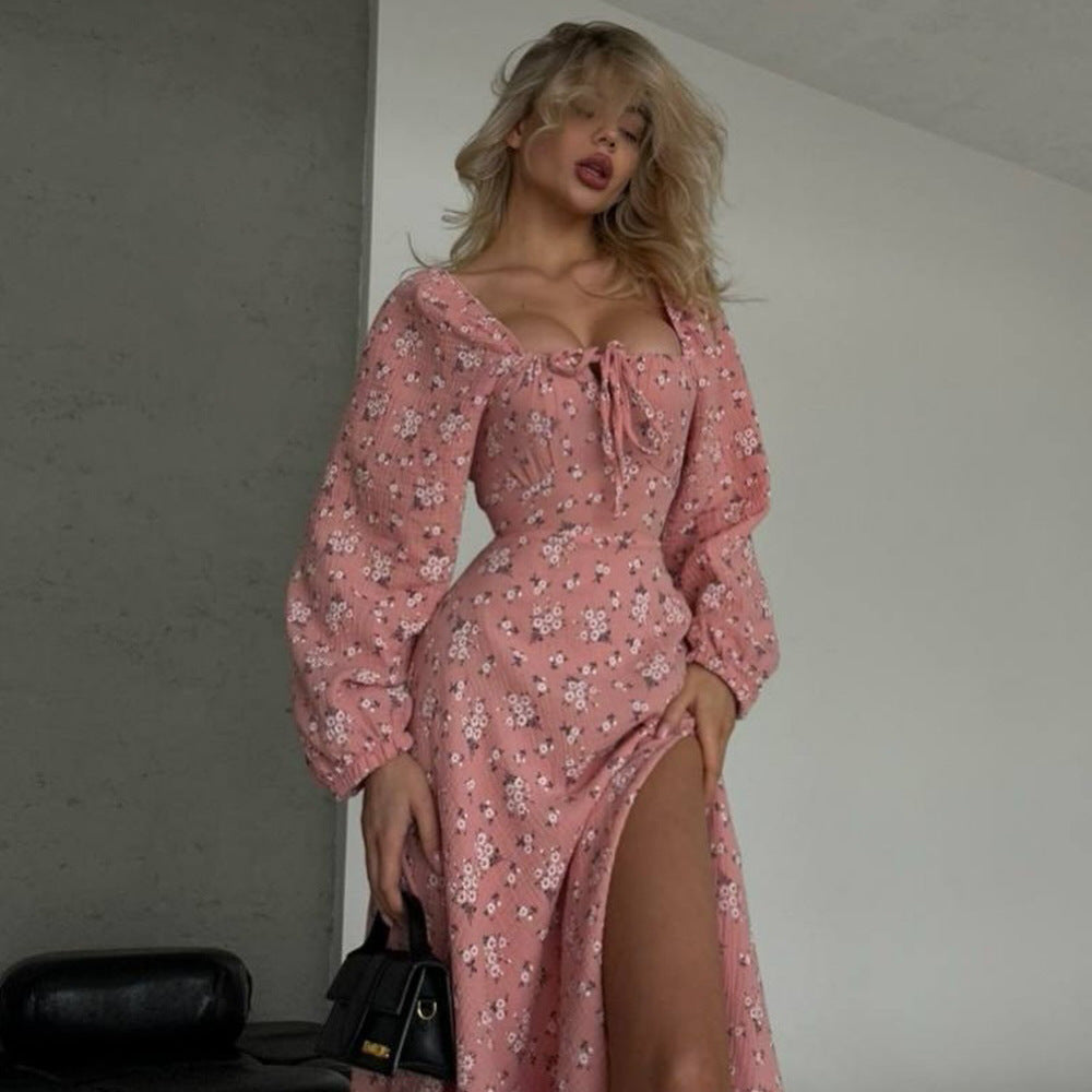 Sukienka maxi damska z detalami w falbanki i taliowanym krojem Eloura-Moda