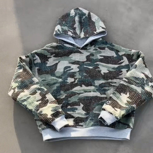 Damska bluza z kapturem z nowoczesnym camouflage wewnętrznym Eloura-Moda
