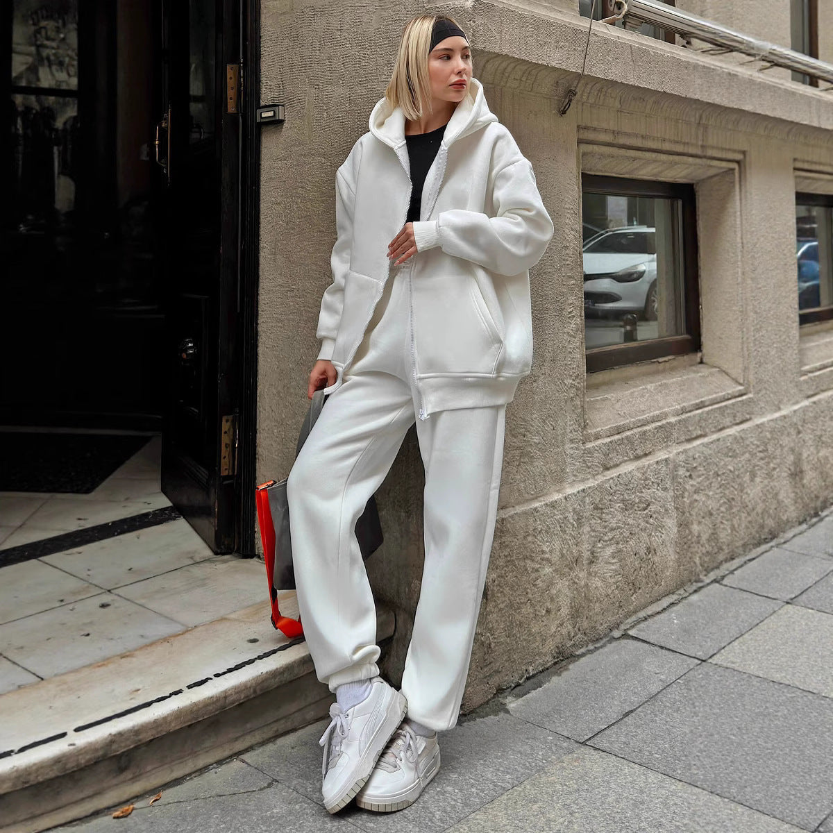 Zestaw damski luźny hoodie i spodnie dresowe Eloura-Moda