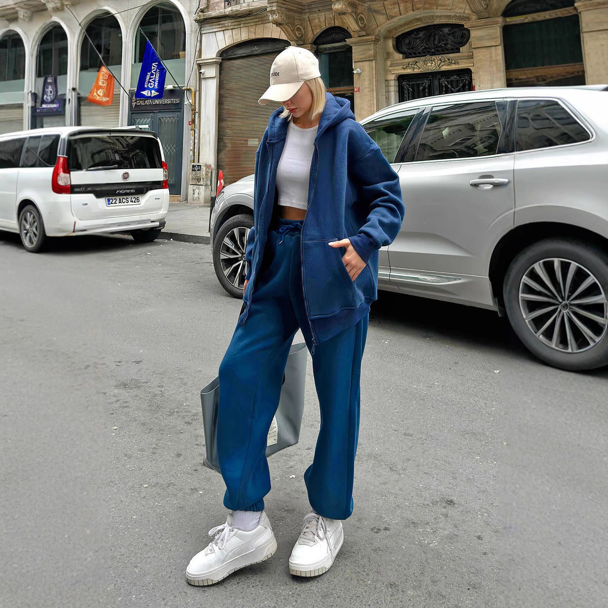 Zestaw damski luźny hoodie i spodnie dresowe Eloura-Moda