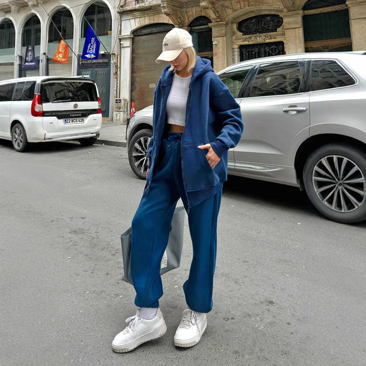 Zestaw damski luźny hoodie i spodnie dresowe Eloura-Moda
