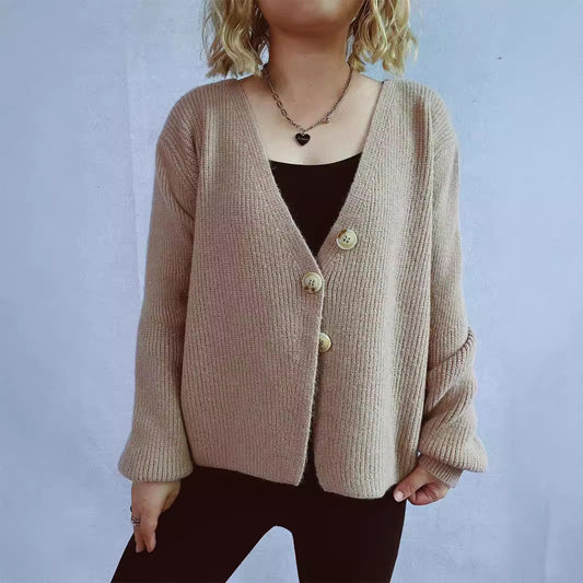 Stylowy damski kardigan z dzianiny z dekoracyjnymi detalami guzików Eloura-Moda