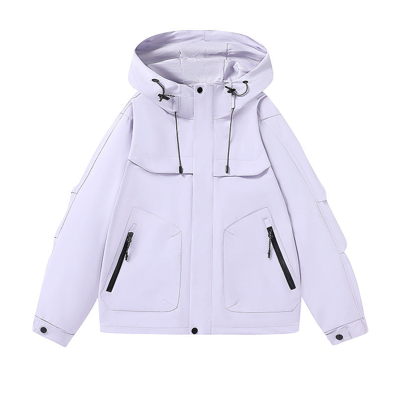 Unisex techniczna kurtka wiatrowa z wielofunkcyjnymi kieszeniami i regulowanym designem kaptura Eloura-Moda