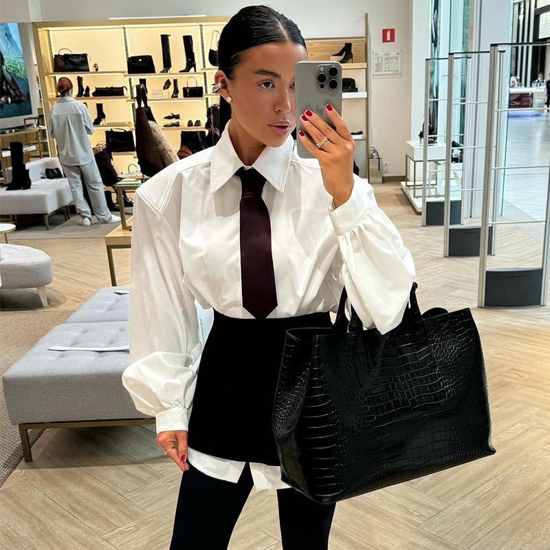 Damka Oversized Bluzka z objętołowymi rękawami Eloura-Moda