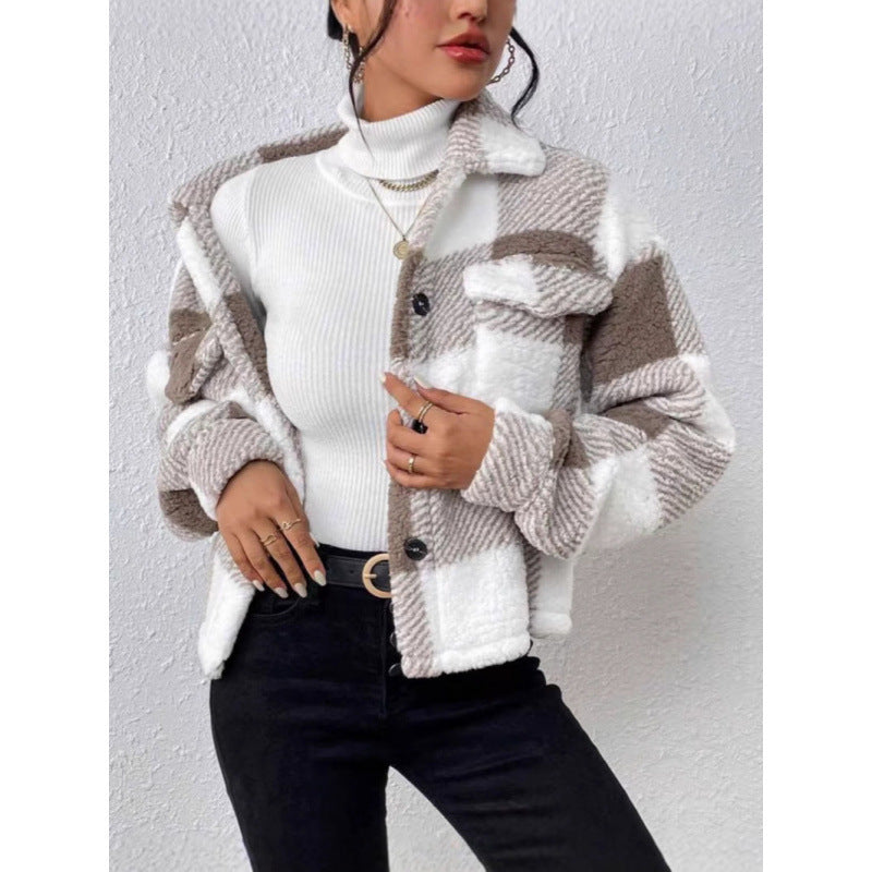 Damska bluza polarowa w kratę Eloura-Moda