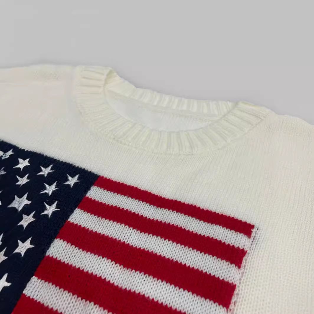 Sweter damski z motywem amerykańskiej flagi Eloura-Moda