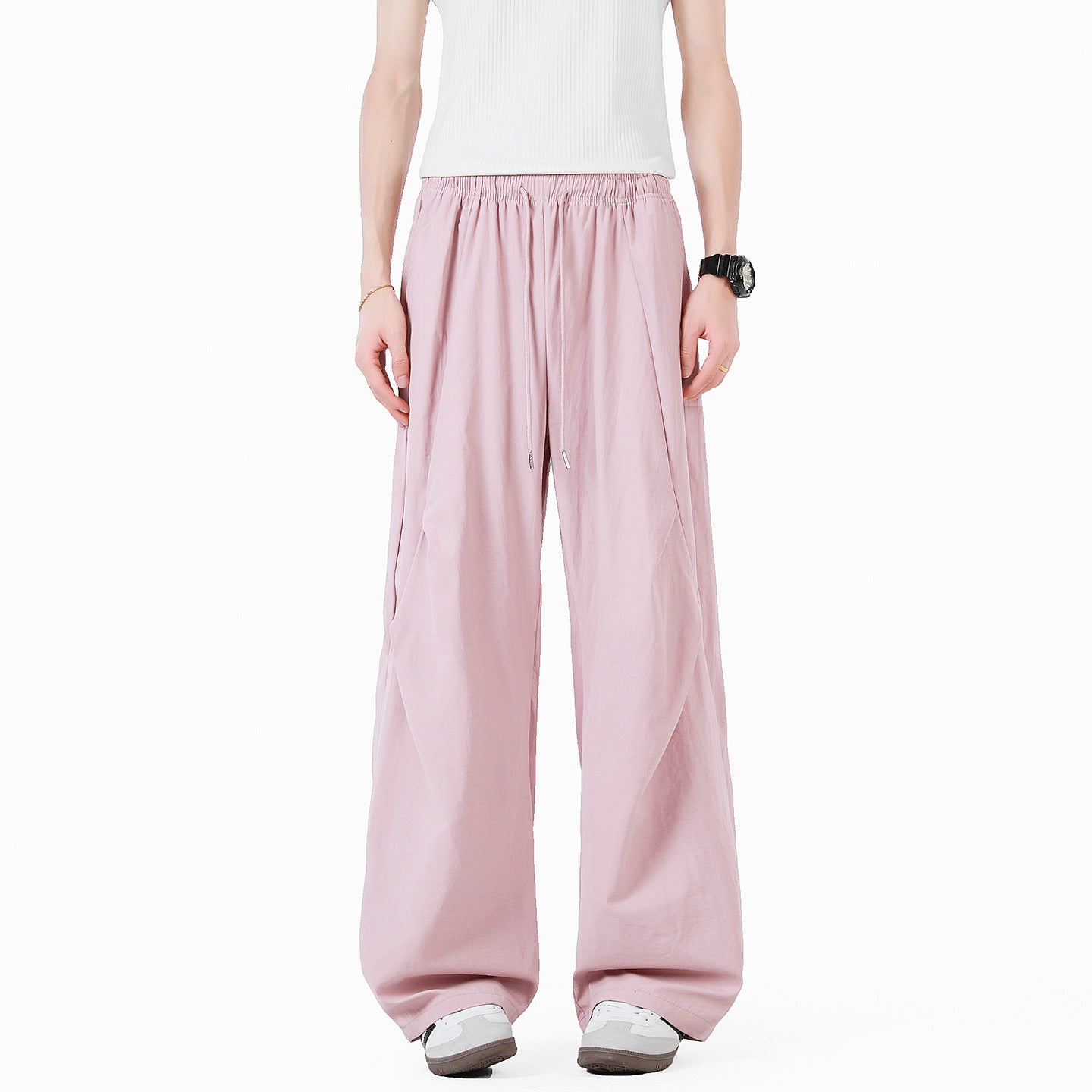 Unisex eleganckie spodnie casualowe z wysokim stanem i luźnym krojem Eloura-Moda