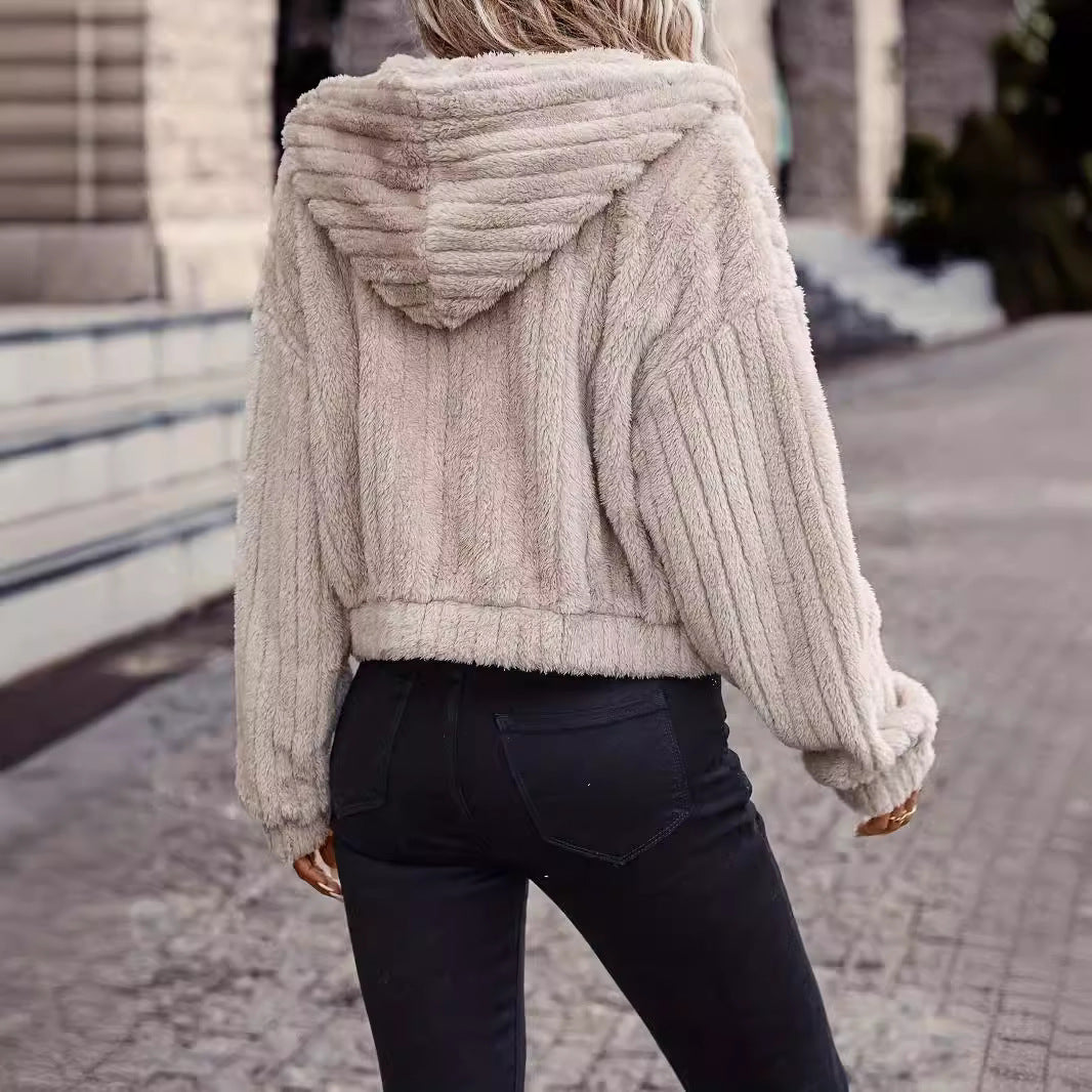 Damska bluza polarowa z kapturem i miękką podszewką Eloura-Moda