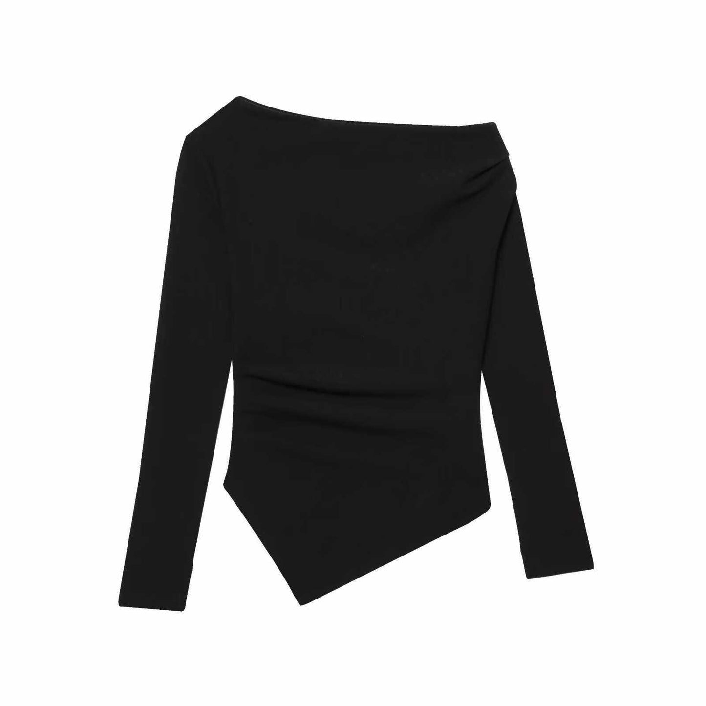 Damska asymetryczna bluzka z długim rękawem z drapowaniem Eloura-Moda