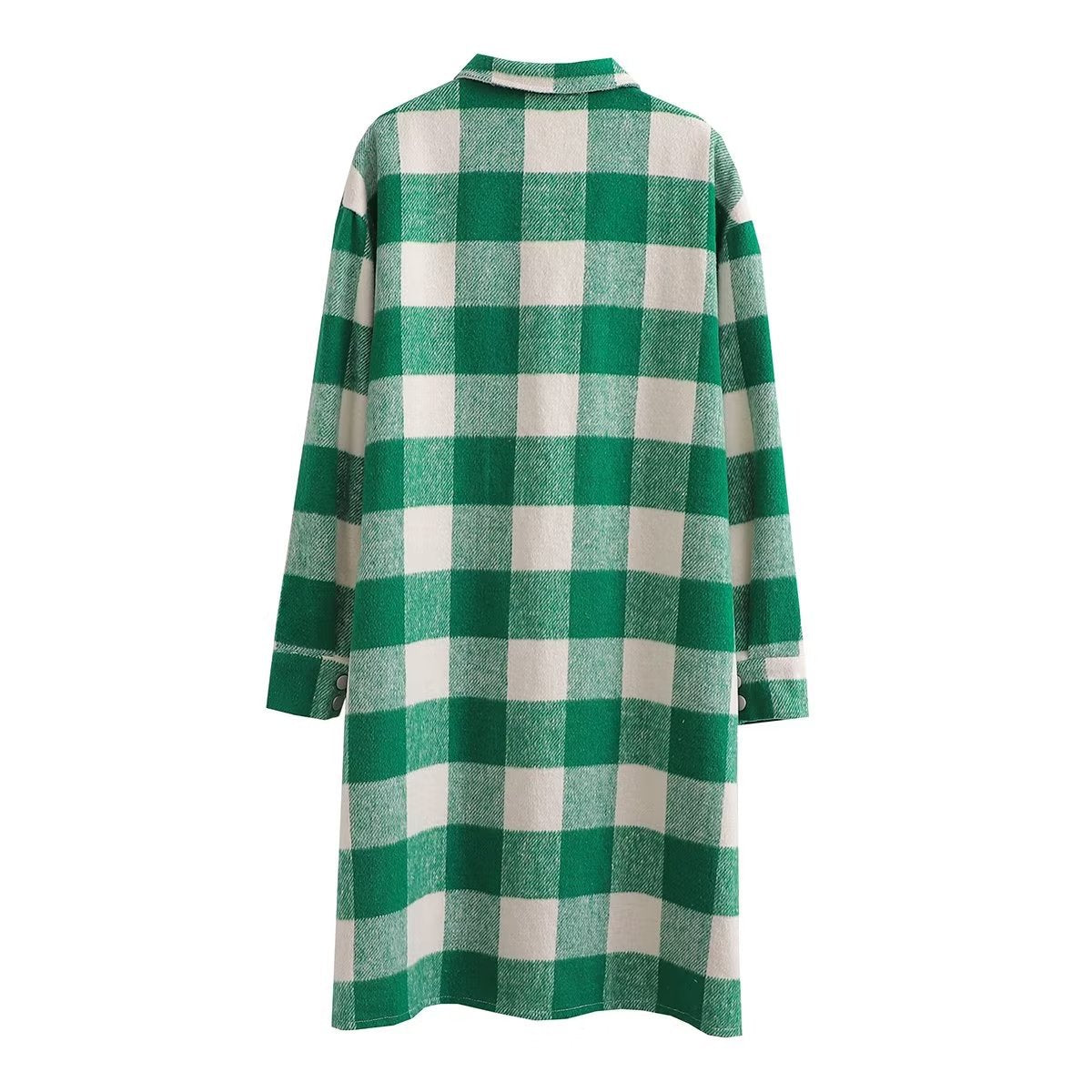 Sukienka oversize damska w kratę z praktycznymi kieszeniami na piersi i długimi rękawami Eloura-Moda
