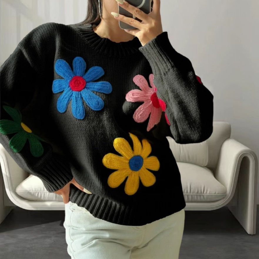 Damki Stylowy sweter z kwiatowym wzorem strukturalnym Eloura-Moda