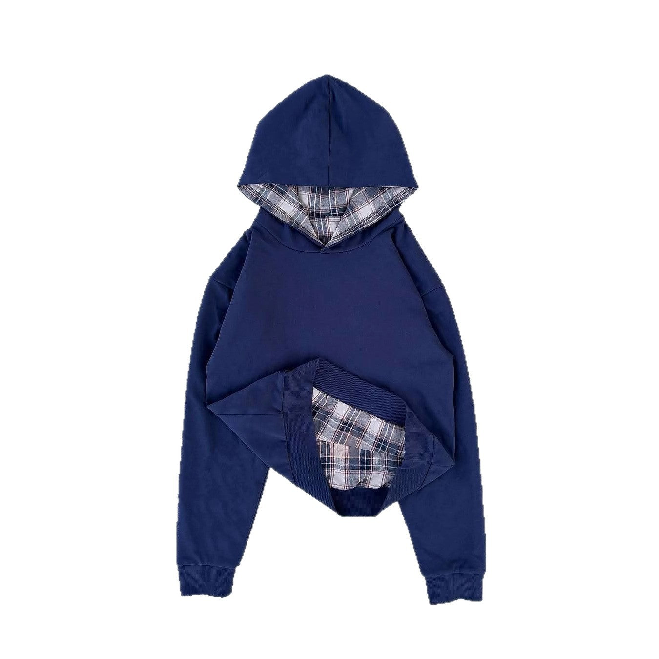 Damska bluza z kapturem z nowoczesnym wzorem w kratę Eloura-Moda
