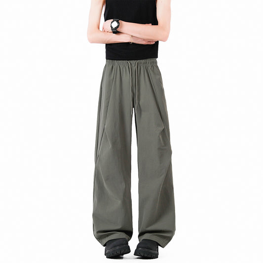 Unisex eleganckie spodnie casualowe z wysokim stanem i luźnym krojem Eloura-Moda