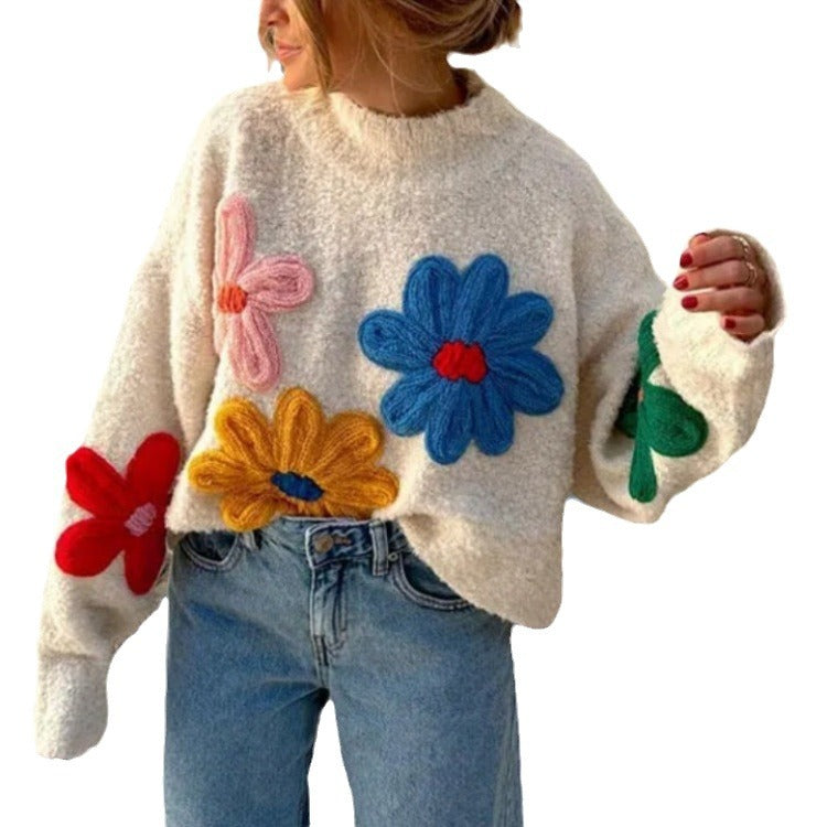 Damki Stylowy sweter z kwiatowym wzorem strukturalnym Eloura-Moda