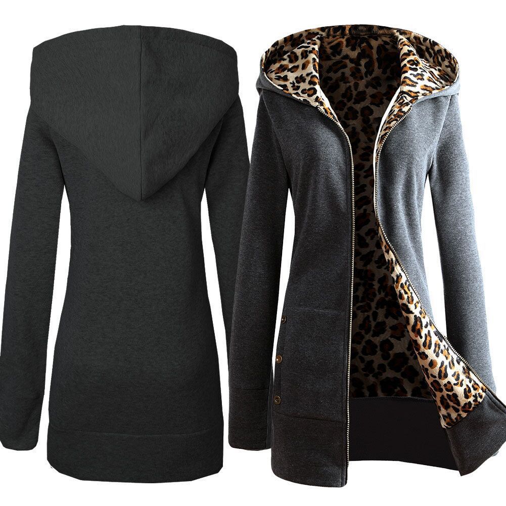 Damska bluza z kapturem z leopardowym wnętrzem Eloura-Moda