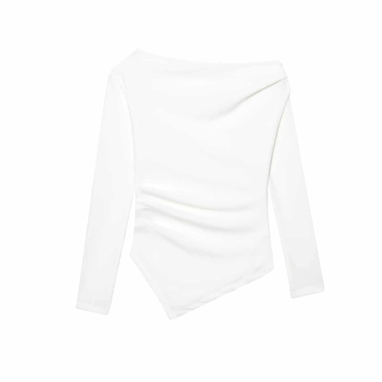 Damska asymetryczna bluzka z długim rękawem z drapowaniem Eloura-Moda