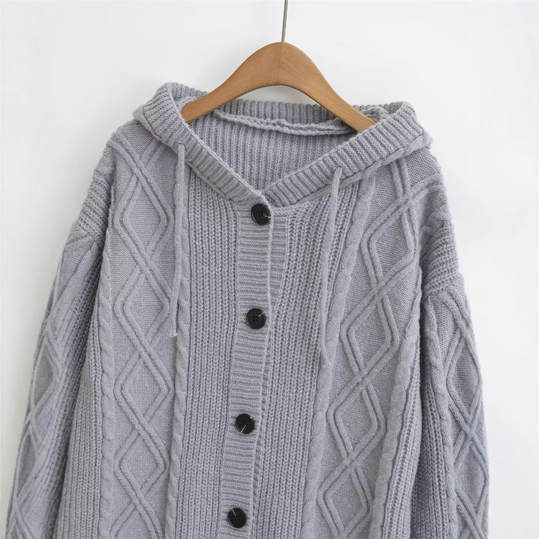 Damska bluza z kapturem i modnym wzorem w warkocze Eloura-Moda