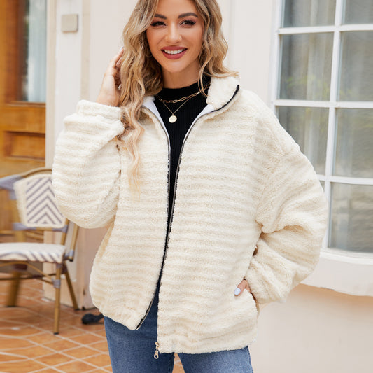 Damska bluza z dzianiny fleece z wysokim kołnierzem i suwakiem Eloura-Moda