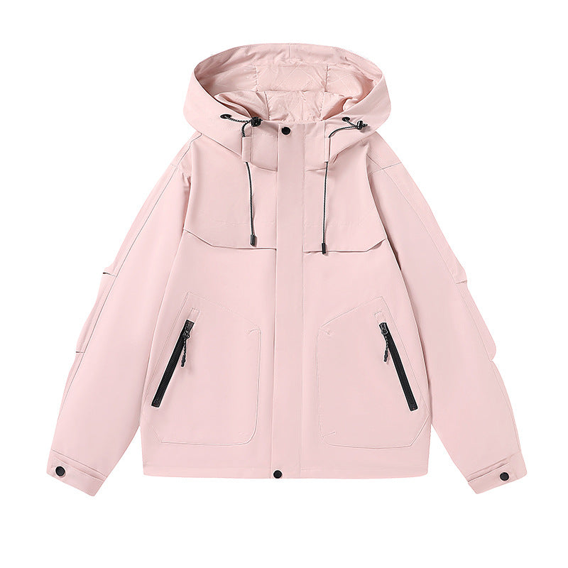 Unisex techniczna kurtka wiatrowa z wielofunkcyjnymi kieszeniami i regulowanym designem kaptura Eloura-Moda