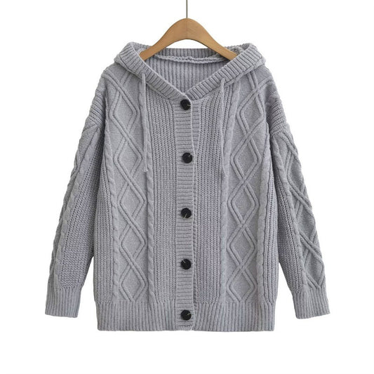 Damska bluza z kapturem i modnym wzorem w warkocze Eloura-Moda