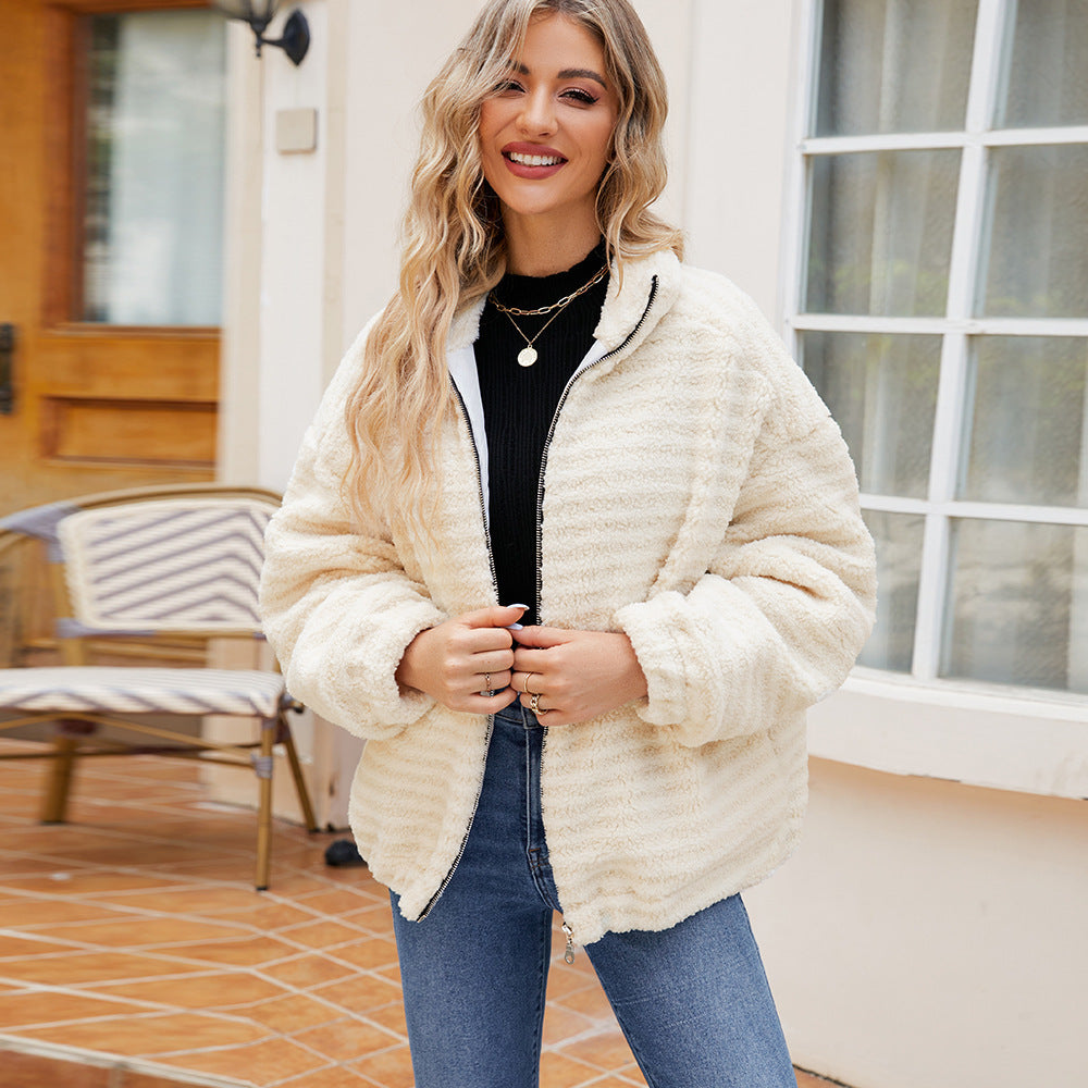 Damska bluza z dzianiny fleece z wysokim kołnierzem i suwakiem Eloura-Moda