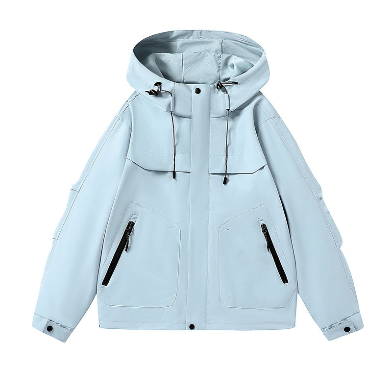 Unisex techniczna kurtka wiatrowa z wielofunkcyjnymi kieszeniami i regulowanym designem kaptura Eloura-Moda