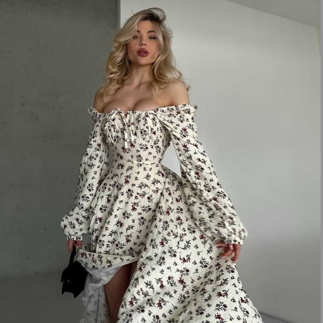 Sukienka maxi damska z detalami w falbanki i taliowanym krojem Eloura-Moda