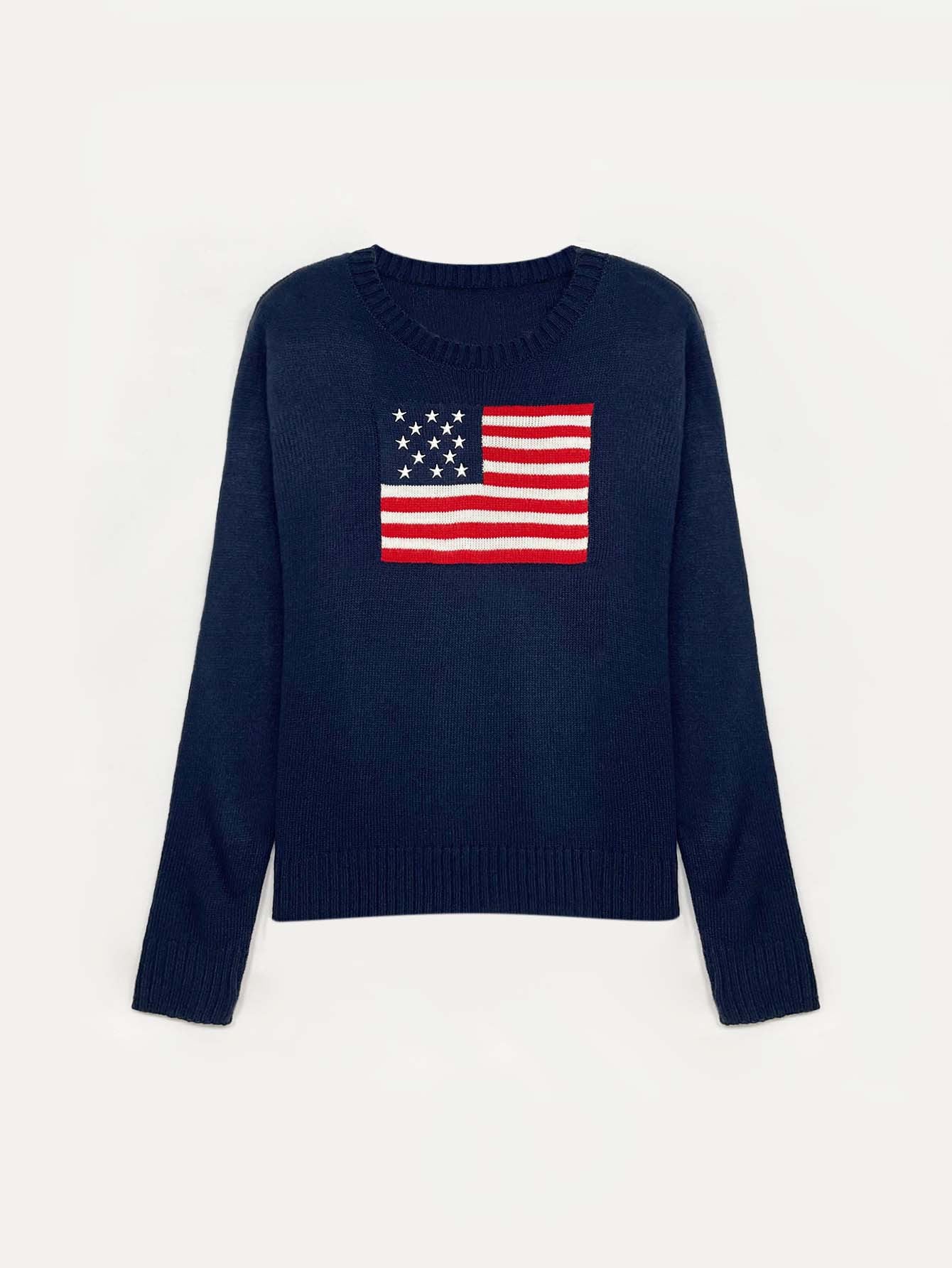 Sweter damski z motywem amerykańskiej flagi Eloura-Moda