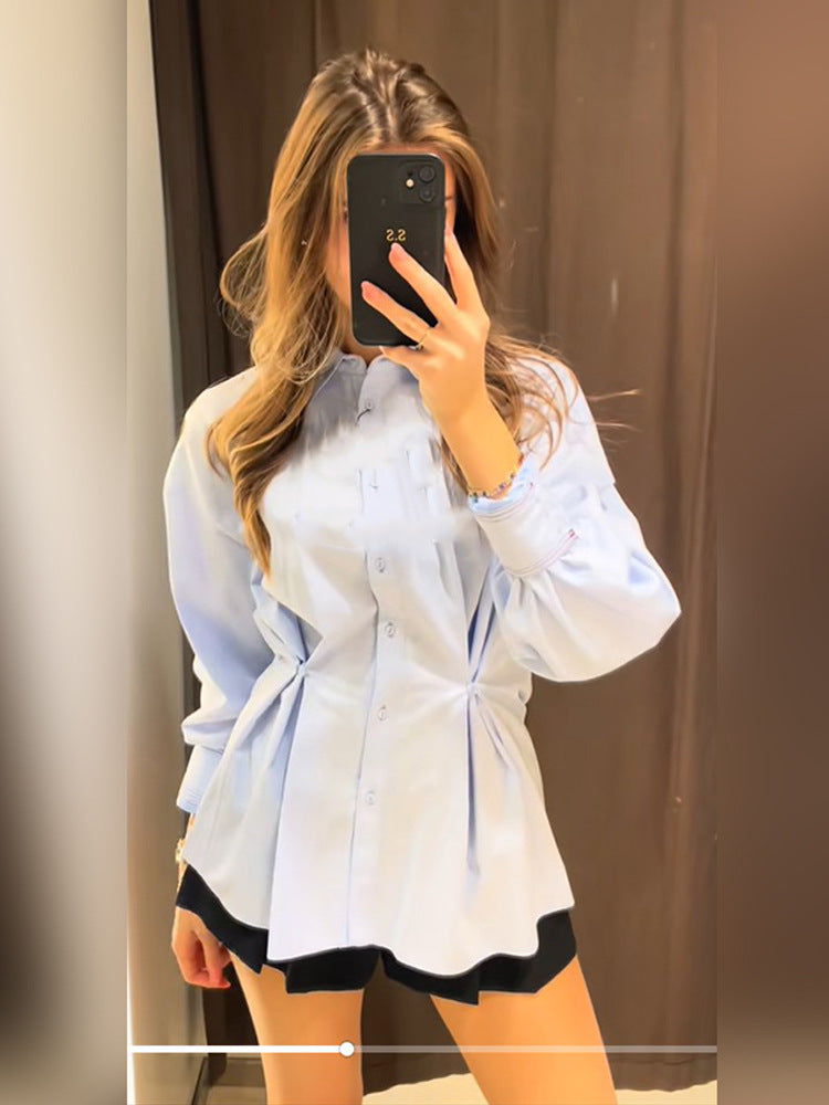 Damska bluzka w dużych rozmiarach z eleganckim detalem sznurowania Eloura-Moda