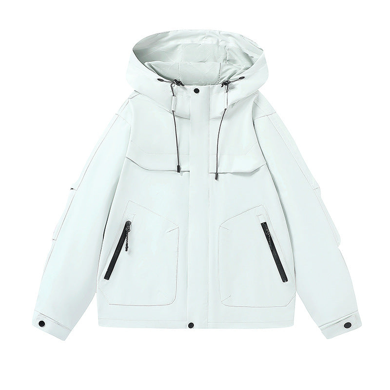 Unisex techniczna kurtka wiatrowa z wielofunkcyjnymi kieszeniami i regulowanym designem kaptura Eloura-Moda