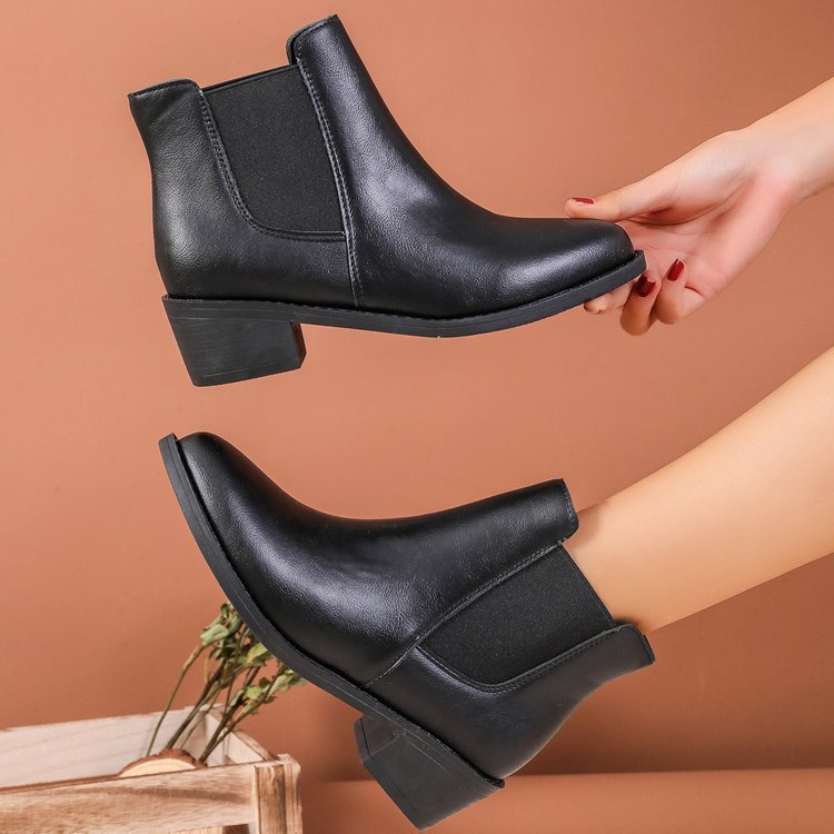 Botki Chelsea damskie z wegańskiej skóry z elastycznymi wstawkami bocznymi Eloura-Moda