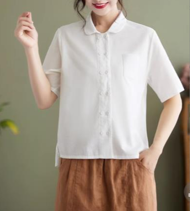 White linen shirt with medium sleeve