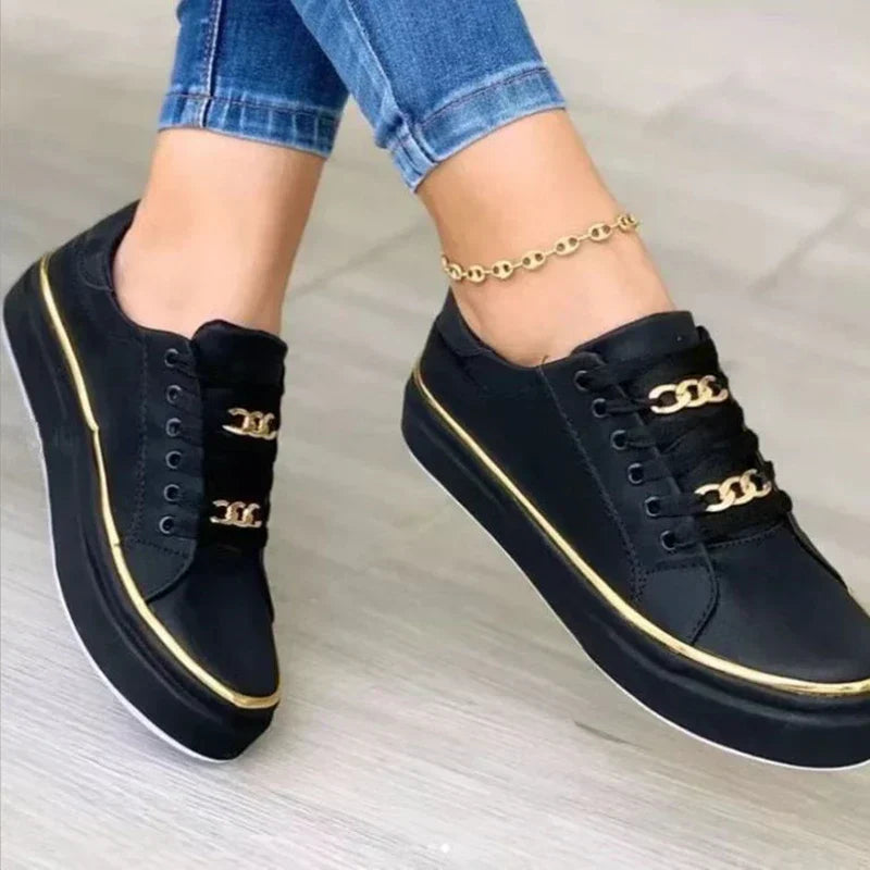 Ortopedyczne damskie sneakersy z ozdobnymi łańcuszkami