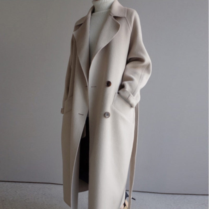 Long coat made of wool blend with a loose fit