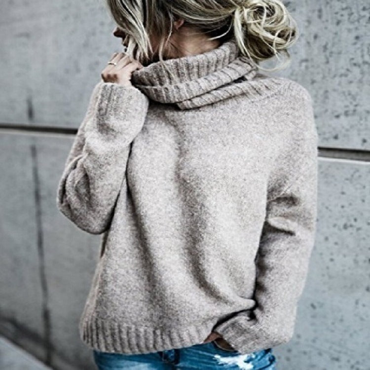 Winter sweater with turtleneck made of soft knitwear
