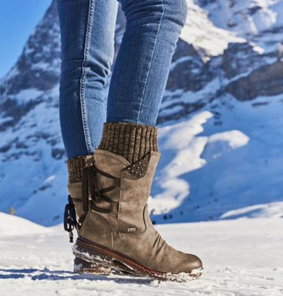Isla - Women's winter boots in purple leather with insulation, fashionable