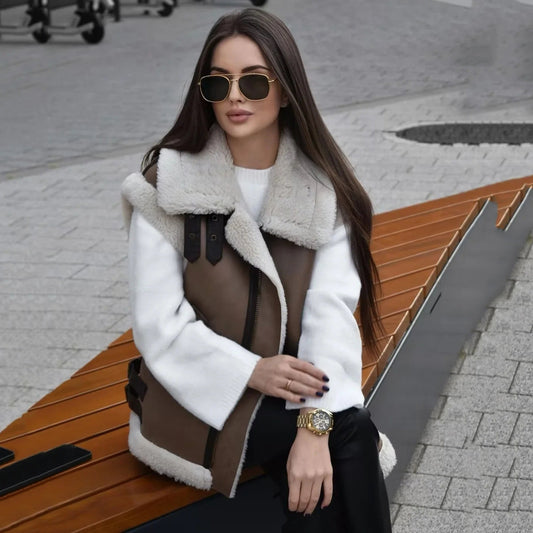 Zimowa kamizelka oversize z podszewką z baranka