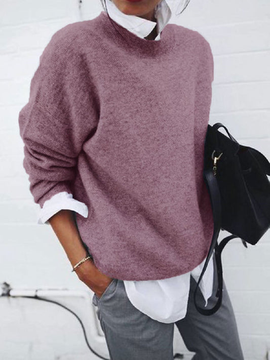 Oversize sweter z mieszanki wełny z okrągłym dekoltem